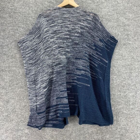 Purejill Cardigan Women M/L Gray Geometric Open Front Short Sleeve Knit Cotton - Picture 2 of 9